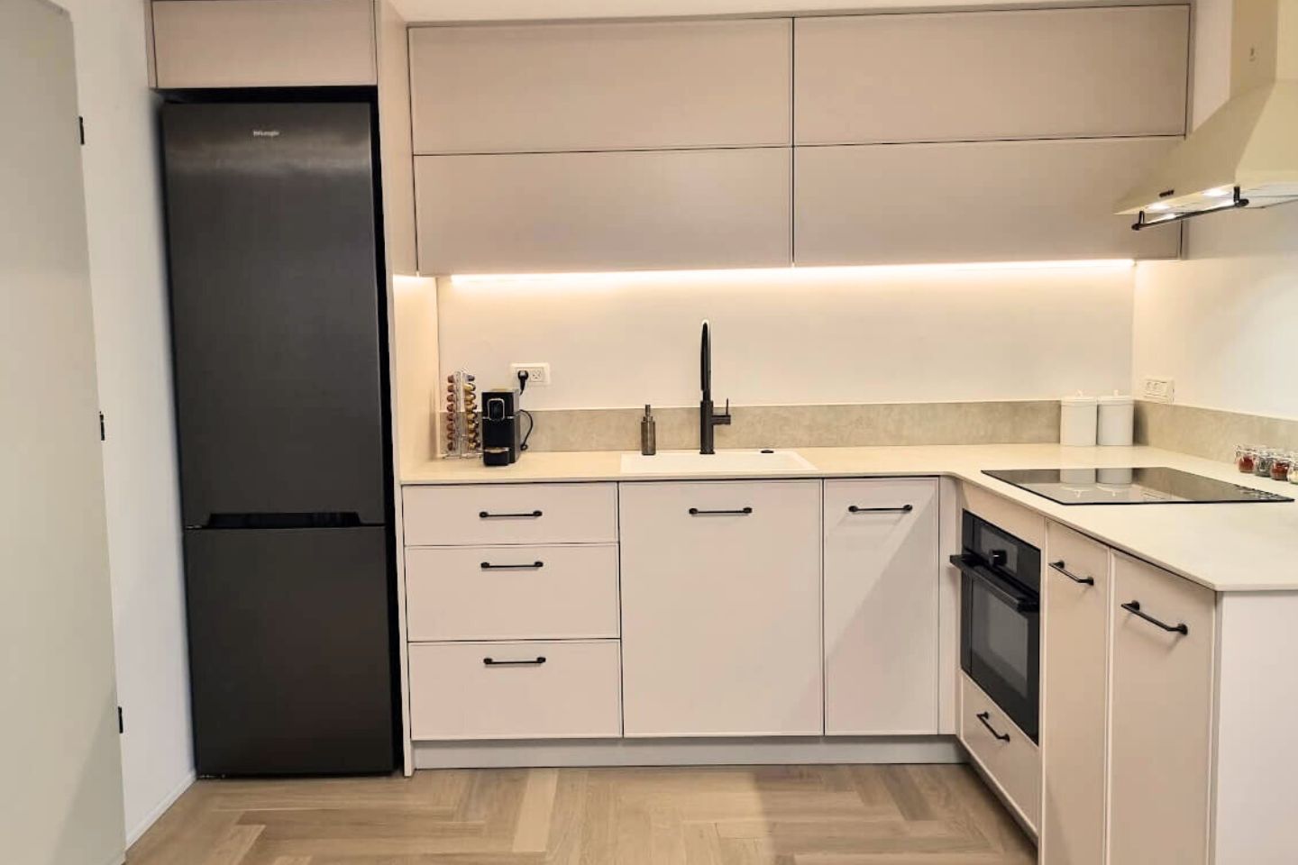 Kitchen in 30m2 loft, Mazkeret Batya. Interior Designer Yael Gavriel